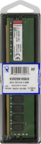 Память DDR4 8GB 2666MHz Kingston KVR26N19S8/8 VALUERAM RTL PC4-21300 CL19 DIMM 288-pin 1.2В single rank Ret фото 3