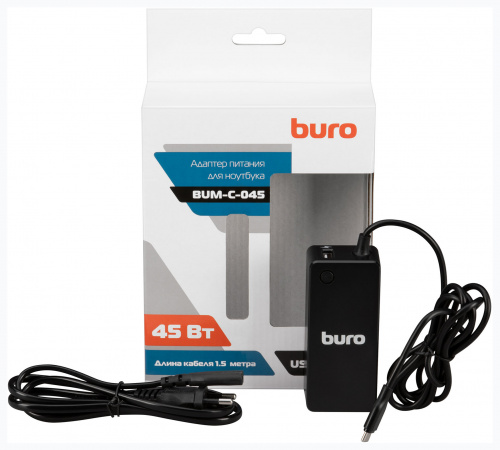 Блок питания Buro BUM-С-045 автоматический 45W 5V-20V 3A 1xUSB 2.4A от бытовой электросети LED индикатор фото 4