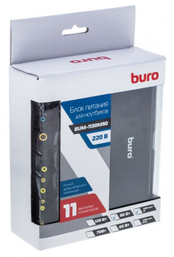 Блок питания Buro BUM-1130M90 ручной 90W 12V-20V 11-connectors 3.75A 1xUSB 1A от бытовой электросети LED индикатор фото 8