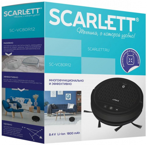 Пылесос-робот Scarlett SC-VC80R12 15Вт черный/черный фото 5
