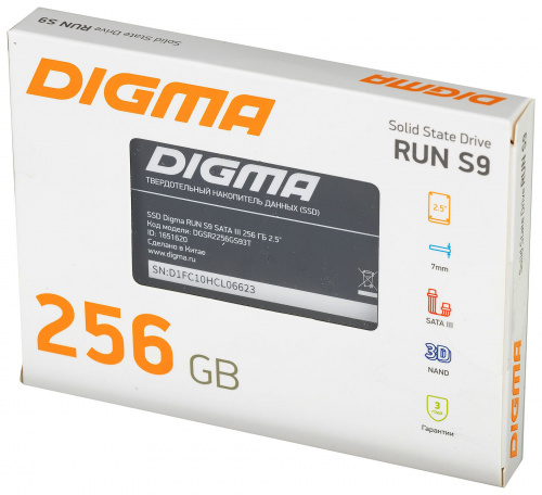 Накопитель SSD Digma SATA-III 256GB DGSR2256GS93T Run S9 2.5" фото 10