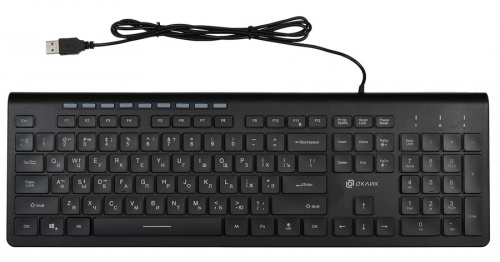 Клавиатура Оклик 490ML черный USB slim Multimedia LED фото 8