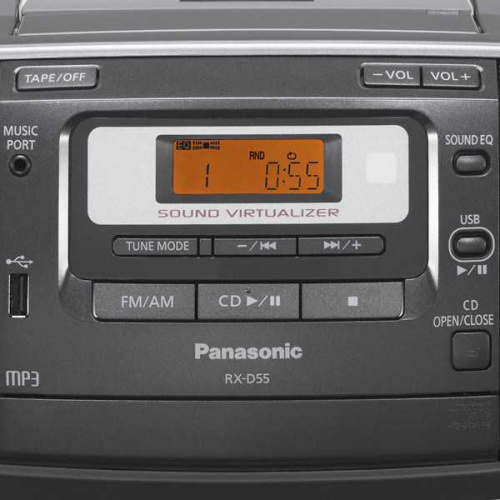 Аудиомагнитола Panasonic RX-D55EE-K черный 20Вт/CD/CDRW/MP3/FM(dig)/USB фото 2