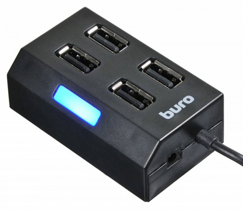 Разветвитель USB 2.0 Buro BU-HUB4-U2.0 4порт. черный фото 4