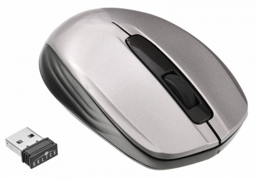 Мышь Оклик 475MW черный/серый оптическая (1000dpi) беспроводная USB для ноутбука (3but) фото 2