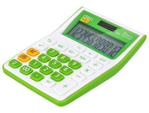 Калькулятор настольный Deli E1122/GRN зеленый 12-разр. фото 3