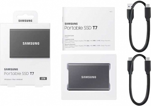 Накопитель SSD Samsung USB-C 2TB MU-PC2T0T/WW T7 1.8" черный фото 2