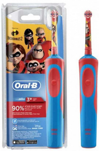Зубная щетка электрическая Oral-B Vitality Kids D12.513K Incredibles2 красный/синий фото 2