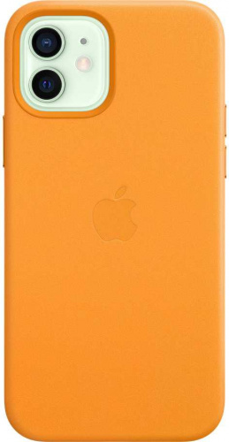 Чехол (клип-кейс) Apple для Apple iPhone 12/12 Pro Leather Case with MagSafe золотой апельсин (MHKC3ZE/A) фото 9