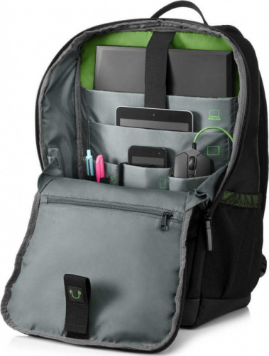 Рюкзак для ноутбука 15.6" HP Pavilion Gaming 400 черный/зеленый полиэстер женский дизайн (6EU57AA) фото 5