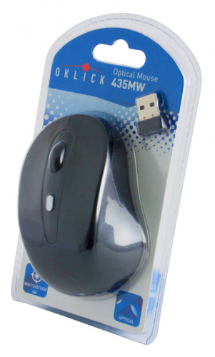 Мышь Оклик 435MW черный оптическая (1600dpi) беспроводная USB для ноутбука (4but) фото 5