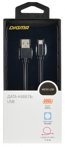 Кабель Digma MICROUSB-1.2M-BLK USB (m)-micro USB (m) 1.2м черный фото 3