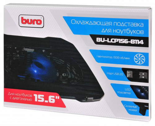 Подставка для ноутбука Buro BU-LCP156-B114 15.6" 357x265x33мм 1xUSB 1x 140ммFAN 345г металлическая сетка/пластик черный фото 7