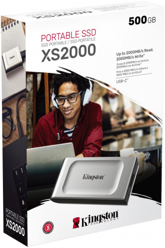 Накопитель SSD Kingston USB 3.2 500GB SXS2000/500G XS2000 1.8" серый фото 2