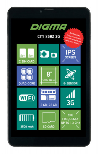 Планшет Digma CITI 8592 3G MTK8321 (1.3) 4C/RAM2Gb/ROM32Gb 8" IPS 1280x800/3G/Android 9.0/черный/2Mpix/0.3Mpix/BT/GPS/WiFi/Touch/microSD 64Gb/minUSB/3500mAh фото 8