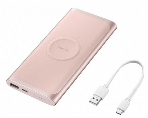 Мобильный аккумулятор Samsung EB-U1200 10000mAh 2A 1xUSB беспроводная зарядка розовое золото (EB-U1200CPRGRU) фото 2