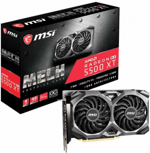 Видеокарта MSI PCI-E 4.0 RX 5500 XT MECH 4G OC AMD Radeon RX 5500XT 4096Mb 128 GDDR6 1647/14000/HDMIx1/DPx3/HDCP Ret фото 5