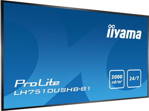 Панель Iiyama 75" LH7510USHB-B1 черный IPS LED 16:9 DVI HDMI M/M матовая 3000cd 178гр/178гр 3840x2160 D-Sub DisplayPort Ultra HD 76кг фото 2