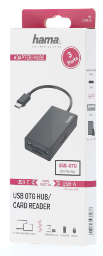 Разветвитель USB 2.0 Hama H-200126 1порт. черный (00200126) фото 2