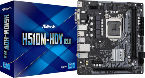 Материнская плата Asrock H510M-HDV R2.0 Soc-1200 Intel H510 2xDDR4 mATX AC`97 8ch(7.1) GbLAN+VGA+DVI+HDMI фото 2
