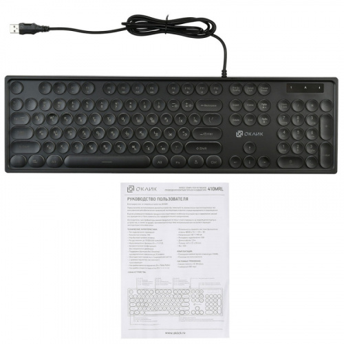 Клавиатура Oklick 410MRL черный USB slim Multimedia LED фото 2