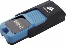Флеш Диск Corsair 64Gb Voyager Slider X2 CMFSL3X2A-64GB USB3.0 черный/голубой