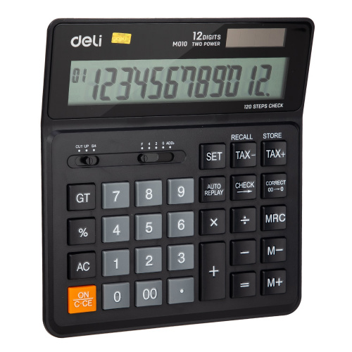 Калькулятор бухгалтерский Deli EM01020 черный 12-разр. фото 9