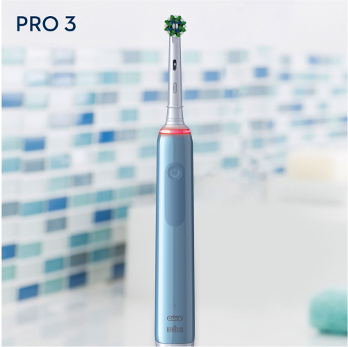 Набор электрических зубных щеток Oral-B Pro 3 + Aquacare 4 Oxyjet голубой/белый фото 4