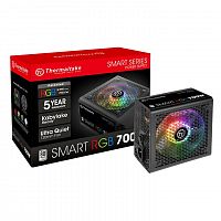 Блок питания Thermaltake ATX 700W Smart RGB 700 80+ (20+4pin) APFC 120mm fan color LED 6xSATA RTL