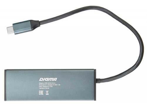 Разветвитель USB-C Digma HUB-3U3.0С-UC-G 4порт. серый фото 5