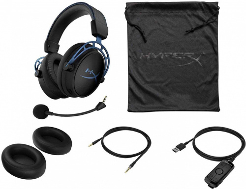 Наушники с микрофоном HyperX Cloud Alpha S черный/голубой 1м мониторы оголовье (HX-HSCAS-BL/WW) фото 5