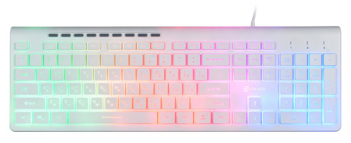 Клавиатура Оклик 490ML белый USB slim Multimedia LED
