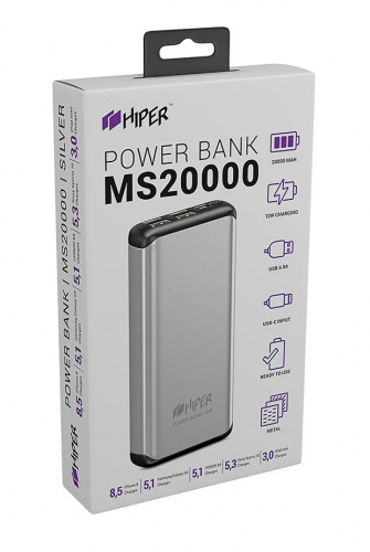 Мобильный аккумулятор Hiper MS20000 Silver 20000mAh 2.4A 4xUSB серебристый фото 4