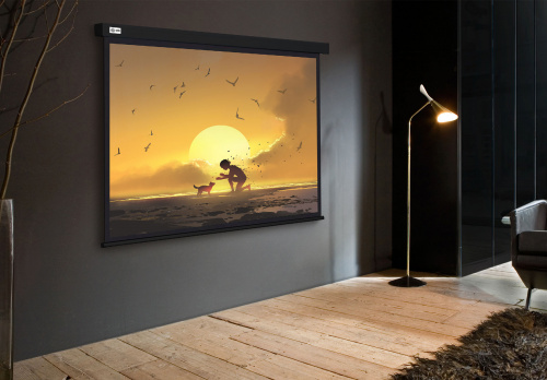 Экран Cactus 150x150см Wallscreen CS-PSW-150X150-BK 1:1 настенно-потолочный рулонный черный фото 2