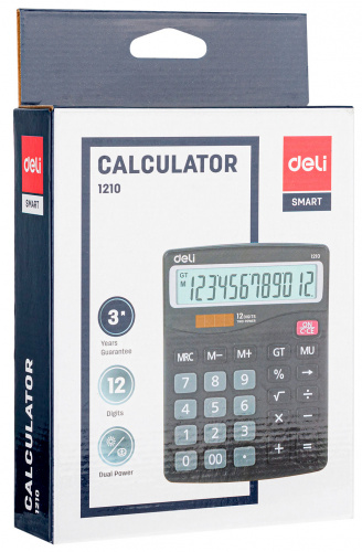 Калькулятор настольный Deli E1210 темно-серый 12-разр. фото 4