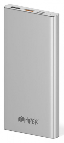 Мобильный аккумулятор Hiper MPX10000 10000mAh 3A QC 2xUSB серебристый (MPX10000 SILVER)