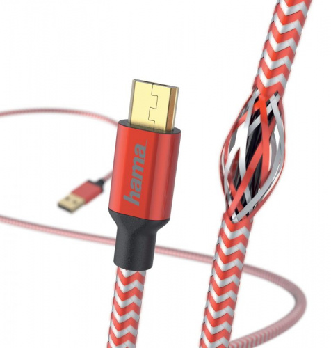 Кабель Hama 00178288 USB (m)-micro USB (m) 1.5м красный фото 2