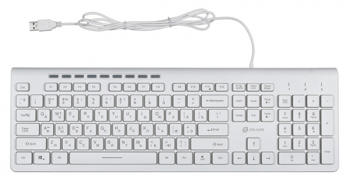 Клавиатура Оклик 490ML белый USB slim Multimedia LED фото 8