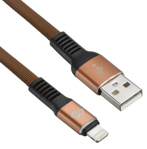 Кабель Digma USB A(m) Lightning (m) 0.15м коричневый плоский