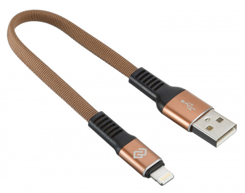 Кабель Digma USB A(m) Lightning (m) 0.15м коричневый плоский фото 2