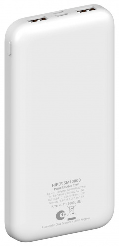 Мобильный аккумулятор Hiper SM10000 10000mAh 2.4A белый (SM10000 WHITE) фото 2
