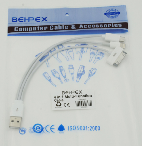 Кабель USB (m)-micro USB (m) 0.2м белый фото 2