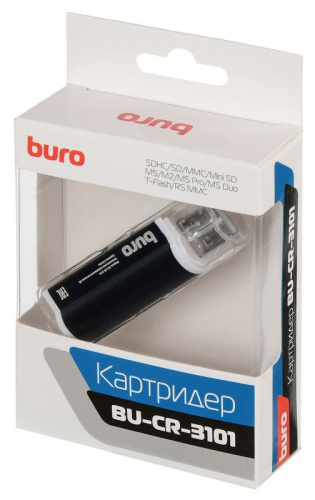 Устройство чтения карт памяти USB2.0 Buro BU-CR-3101 черный фото 4