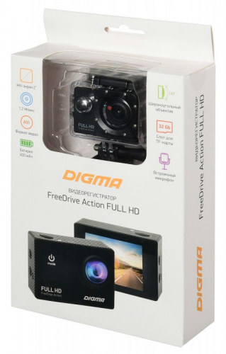 Видеорегистратор Digma FreeDrive Action Full HD черный 1.2Mpix 1080x1920 1080p 140гр. фото 5