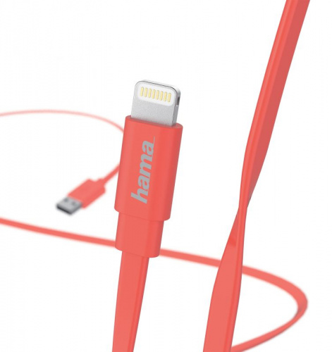 Кабель Hama Flat 00173645 USB (m)-Lightning (m) 1.2м розовый плоский фото 2