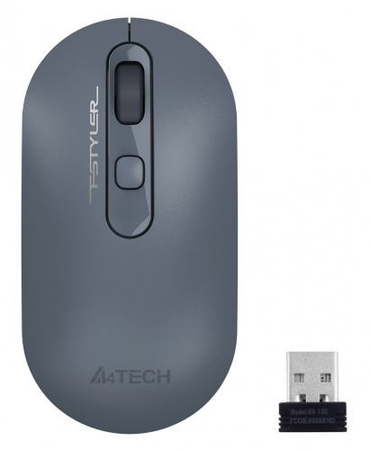 Мышь A4Tech Fstyler FG20 пепельный/синий оптическая (2000dpi) беспроводная USB для ноутбука (4but) фото 2