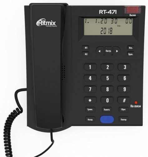 Телефон проводной Ritmix RT-471 черный фото 2