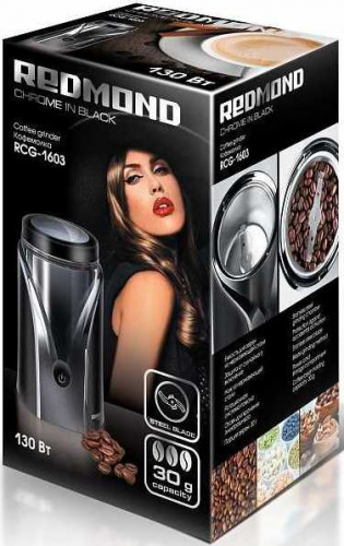 Кофемолка Redmond RCG-1603 130Вт сист.помол.:ротац.нож вместим.:60гр черный/серебристый фото 3