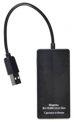 Разветвитель USB 2.0 Buro BU-HUB4-U2.0-Slim 4порт. черный фото 6