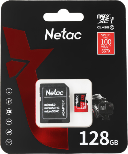 Флеш карта microSDXC 128GB Netac NT02P500PRO-128G-R P500 Extreme Pro + adapter фото 2